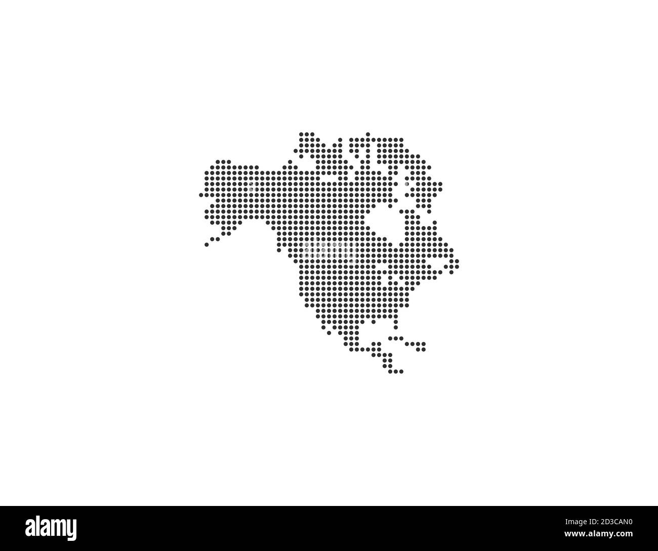 Nordamerika, Kontinent, gepunktete Karte auf weißem Hintergrund. Vektorgrafik. Stock Vektor