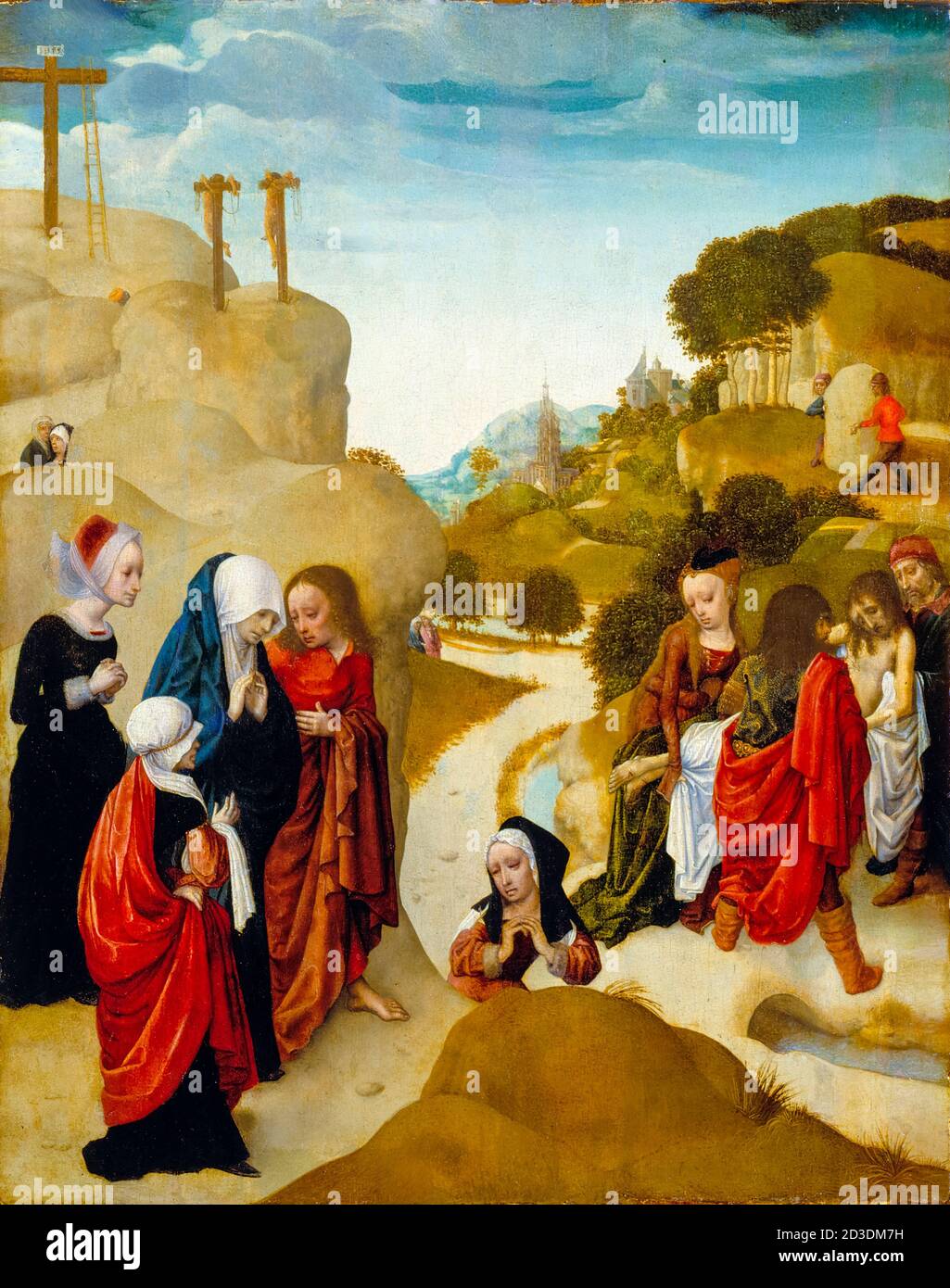 Die Grablierung Christi, Gemälde des Meisters der Jungfrau zwischen Virginen, um 1490 Stockfoto
