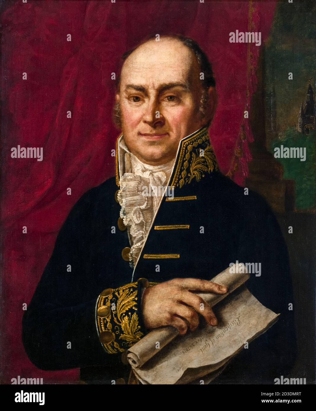 John Quincy Adams (1767-1848), amerikanischer Staatsmann, Sechster Präsident der Vereinigten Staaten, Porträtmalerei von Pieter Van Huffel, 1815 Stockfoto