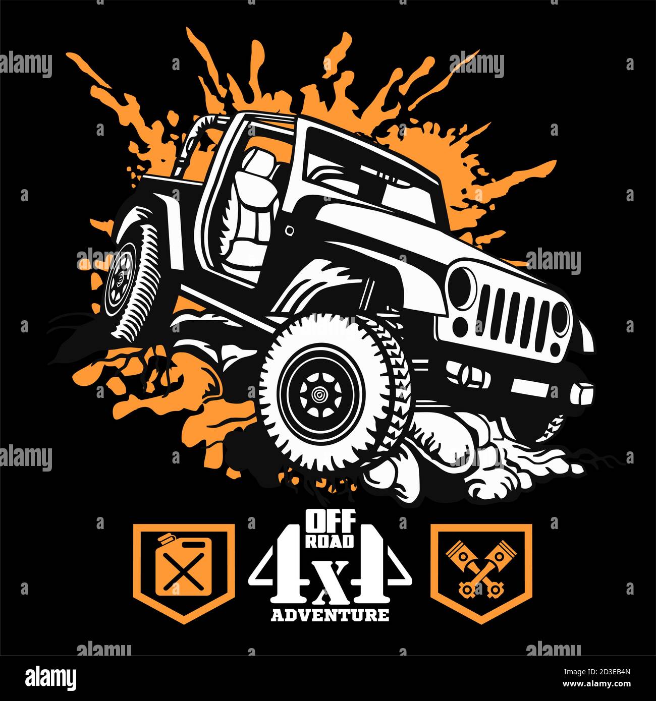 Off-Road-Auto und Elemente für T-Shirt und Emblem - Vektor Setzen Stock Vektor