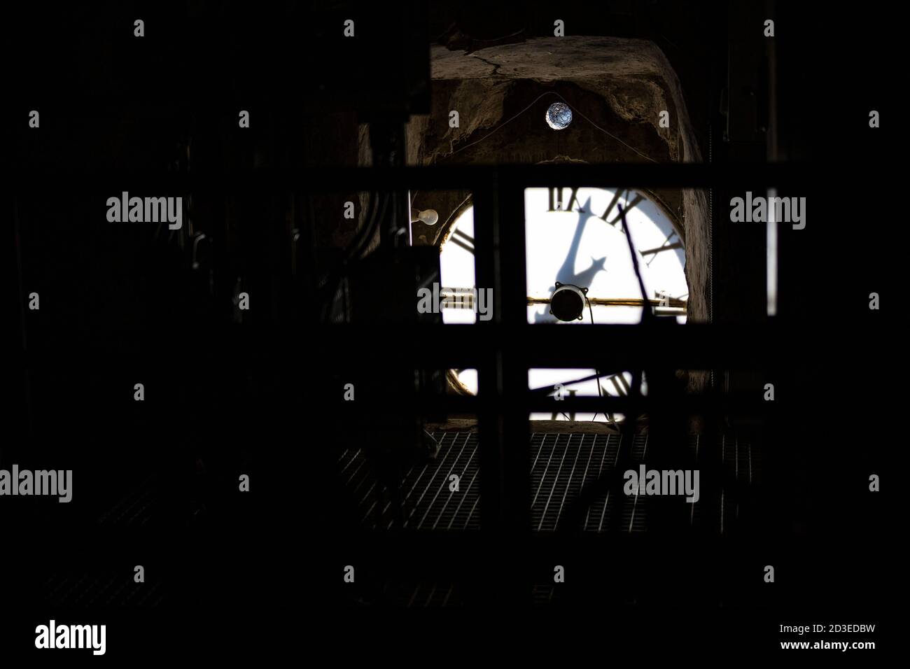 Im Inneren des Systems im Glockenturm zu Puigcerda, Cerdanya. Stockfoto