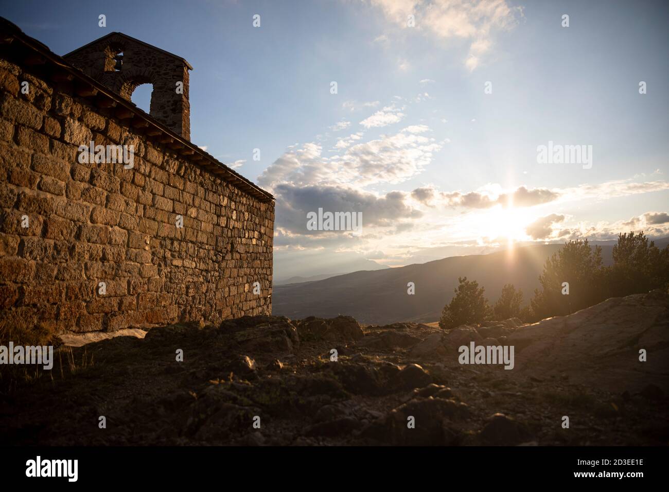 Kirche Belloc Berg, Cerdanya. Stockfoto