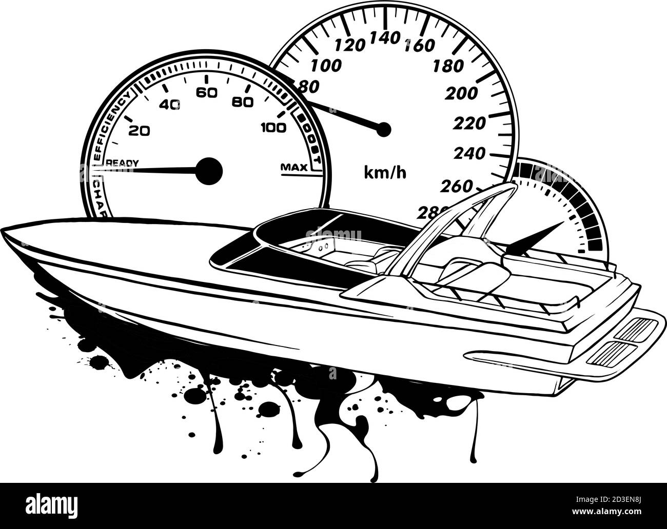 Grafik Geschwindigkeit Boot Rennen Vektor Illustration Kunst Stock Vektor