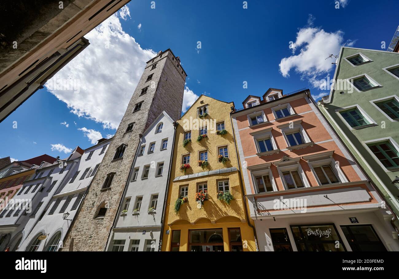 Der Goldene Turm von Regensburg, Bayern, Deutschland Stockfoto