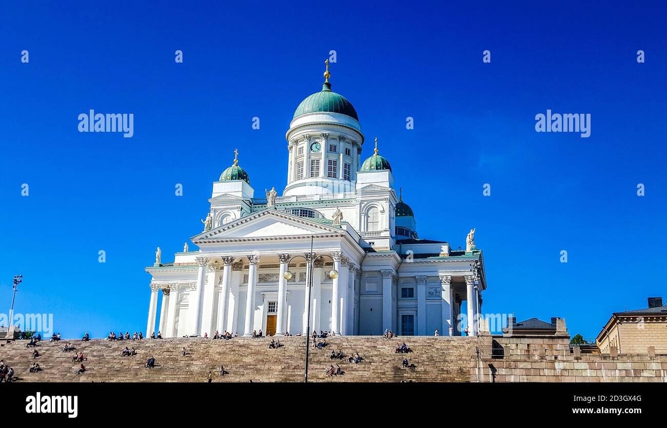 Kathedrale Von Helsinki. Finnische evangelisch-lutherische Kathedrale der Diözese Helsinki, am Senatsplatz gelegen. Finnland Stockfoto
