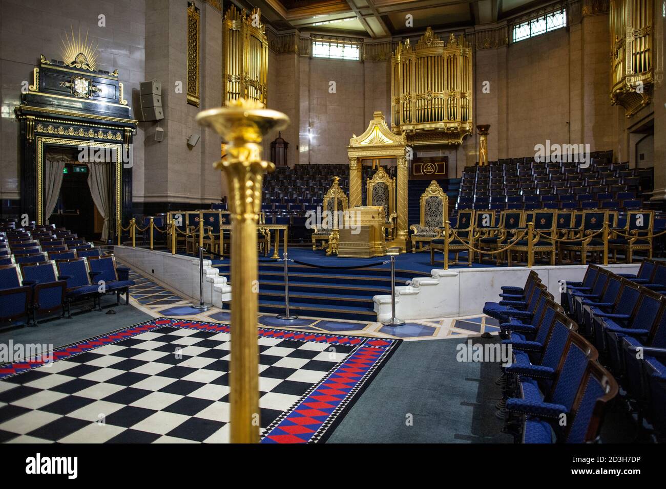 Freimaurerhalle in London, Sitz der United Grand Lodge of England und Treffpunkt der Freimaurerlogen, Queen Street, Covent Garden. Stockfoto