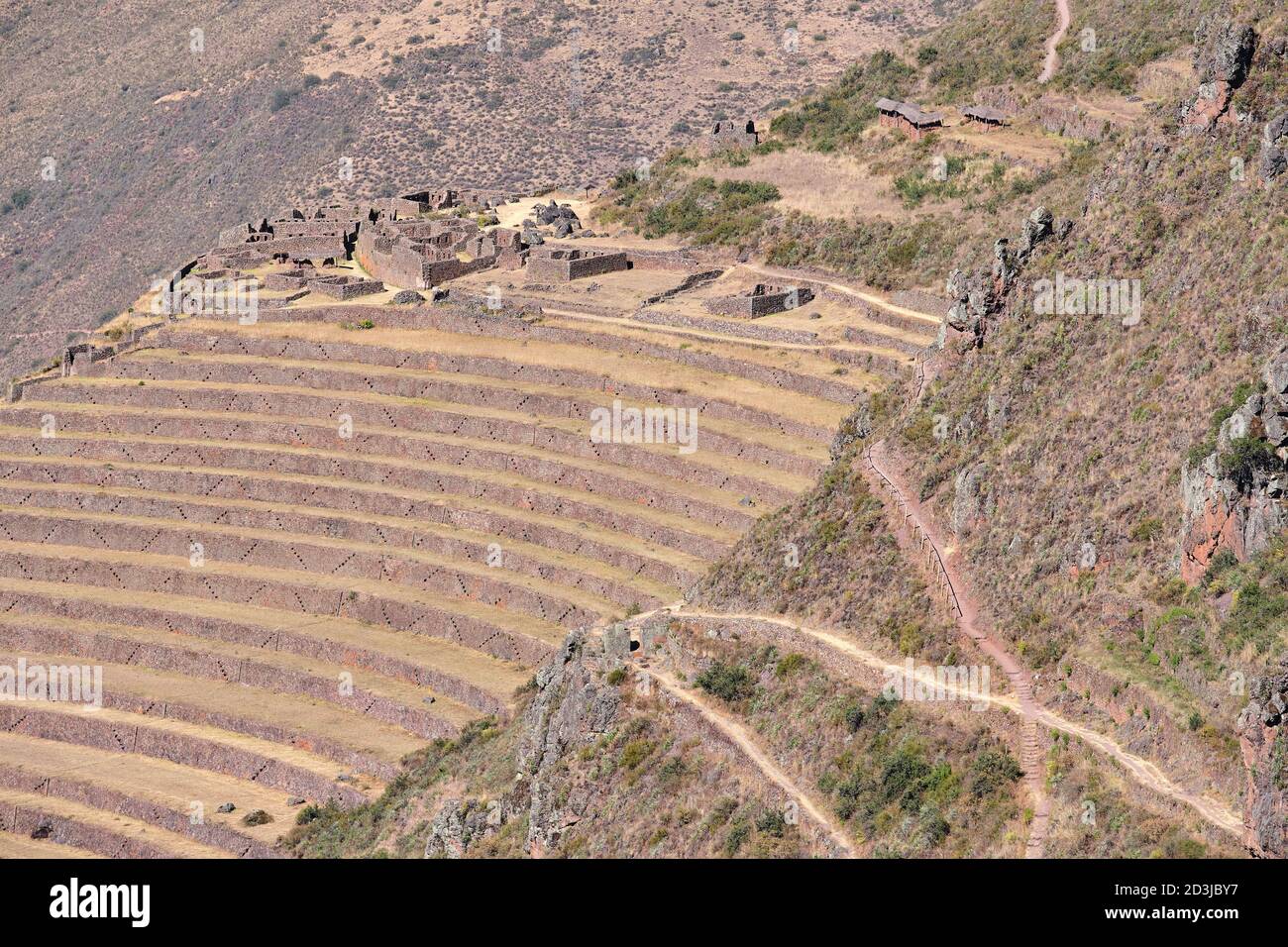 Landwirtschaftliche Terrassierung auf Pisaq Pisac Inka historische Stätte Stockfoto