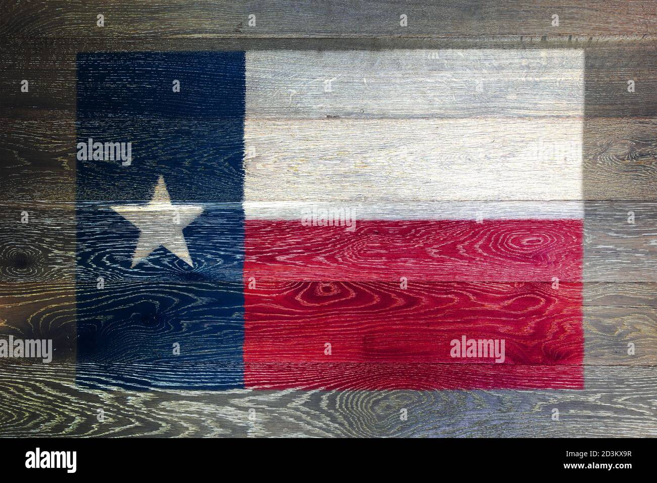 Texas Flagge auf rustikalen alten Holz Oberfläche Hintergrund Stockfoto