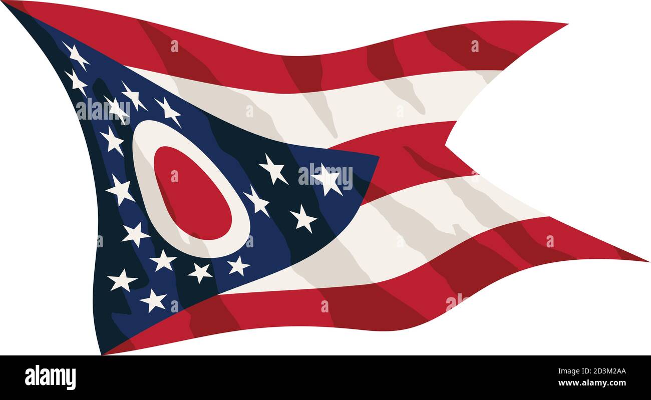 State of Ohio Flagge winken isoliert Vektor Illustration Stock Vektor