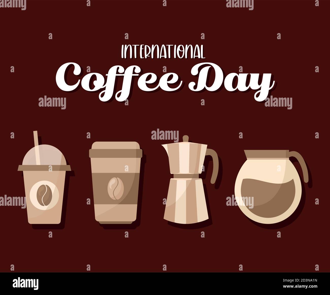 Internationaler Kaffeetag mit Icon Set Vektor-Design Stock Vektor