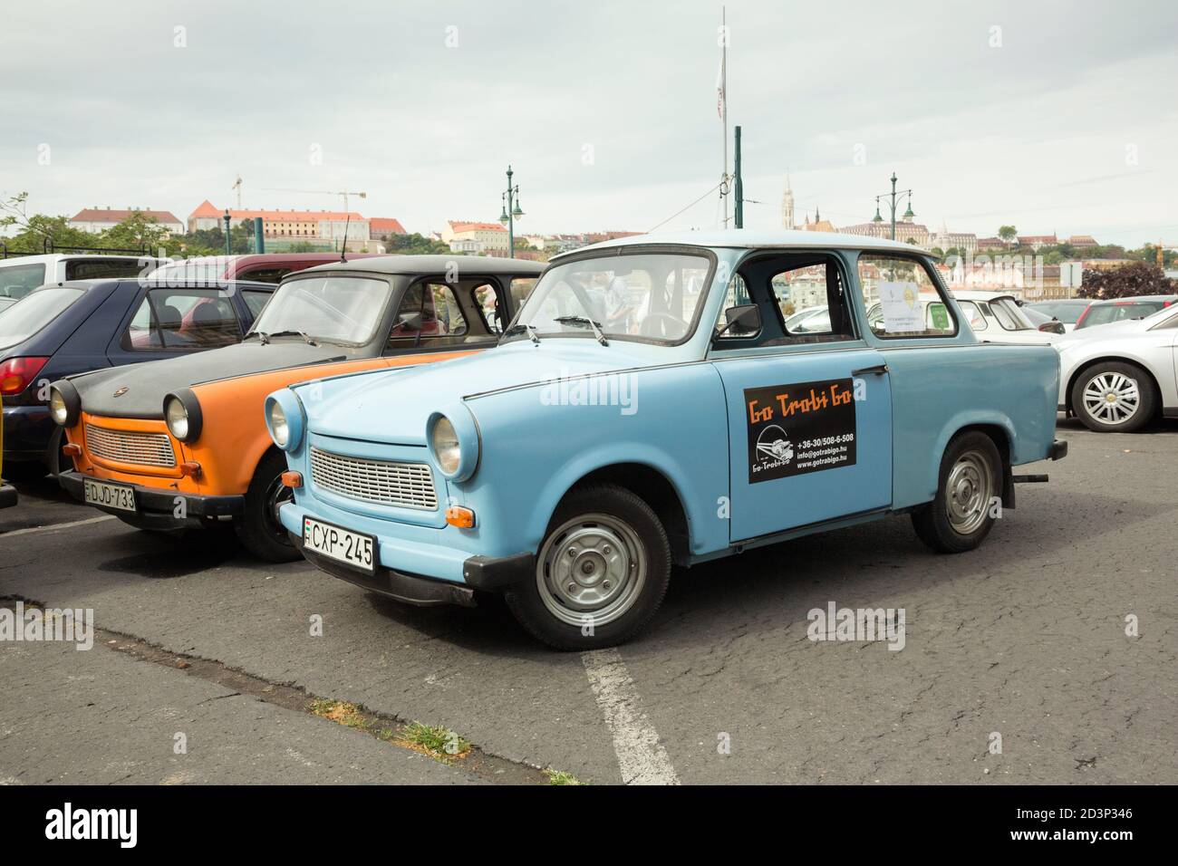 SelbstfahrenTrabant Auto in Budapest, Ungarn Stockfoto