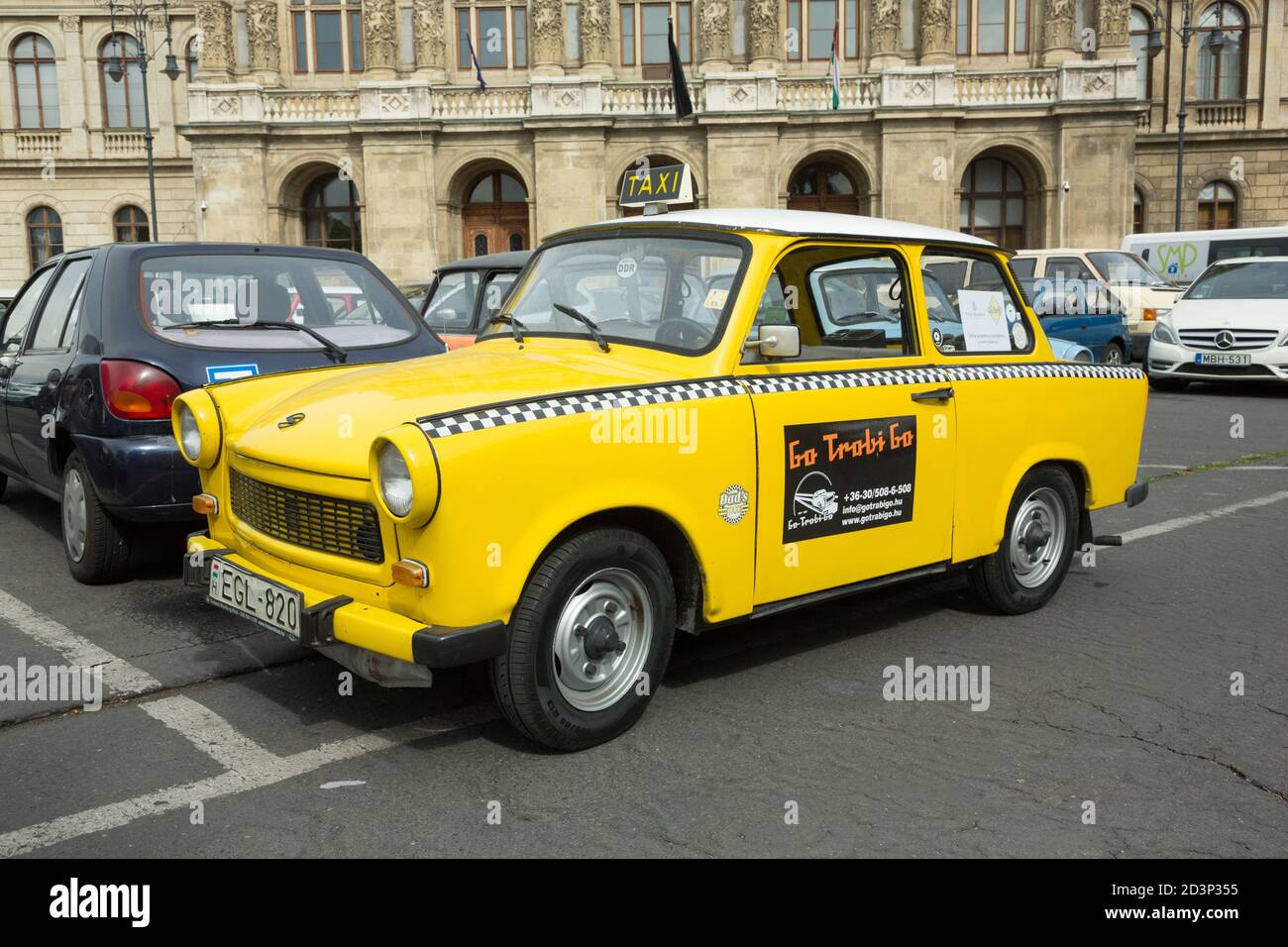 Selbstfahrer Mietwagen Trabant Taxi in Budapest, Ungarn Stockfoto