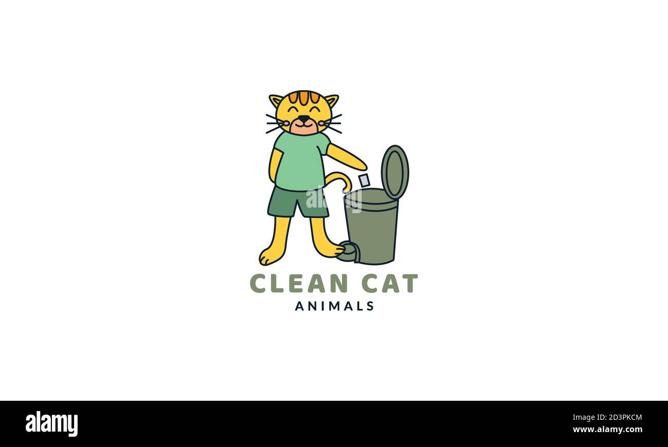 Katze oder Kätzchen oder Kätzchen werfen Müll Vektor Illustration Stock Vektor