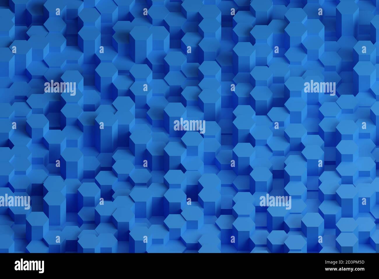 Blaues Sechseck-Muster. Abstraktes Design. 3d-Illustration. Stockfoto