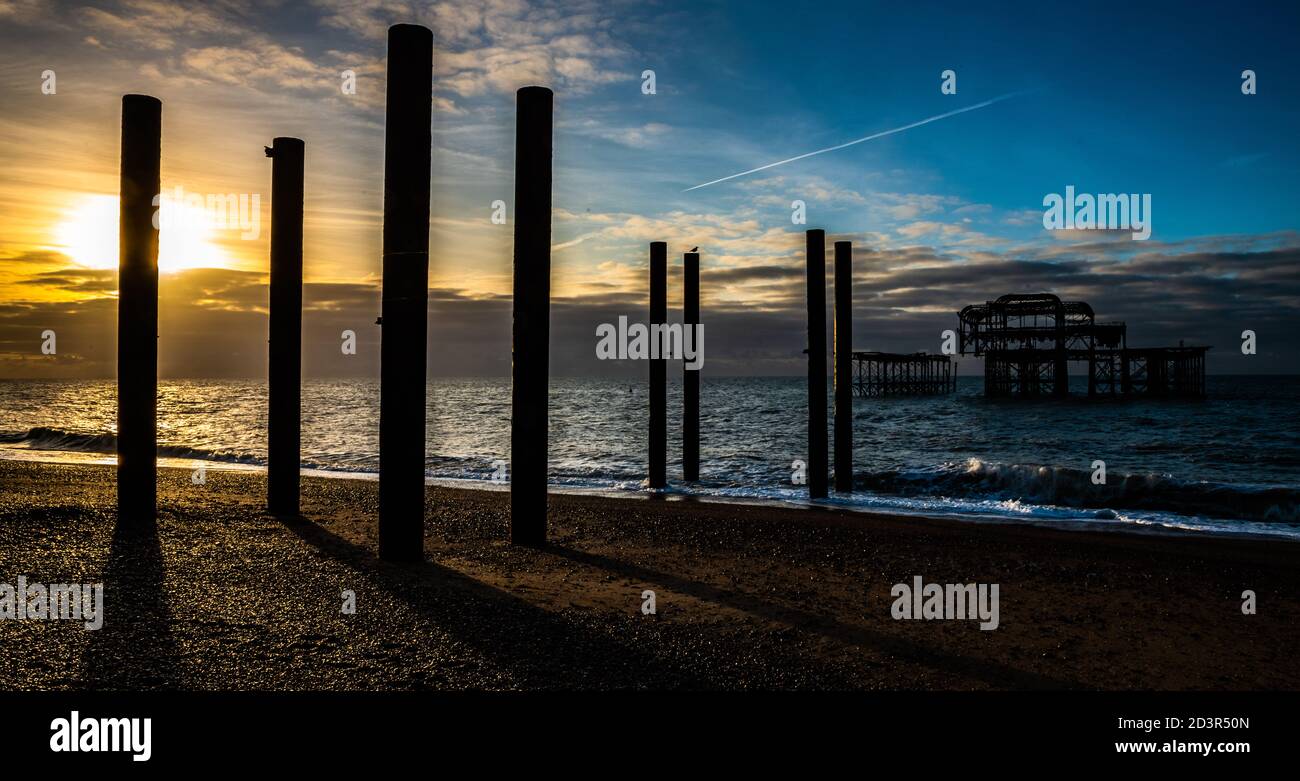 Sonnenuntergang am Strand Stockfoto