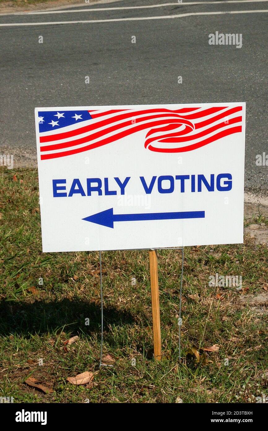 Vorgezogene Abstimmung Zeichen für die Wahlen in den Vereinigten Staaten. Stockfoto