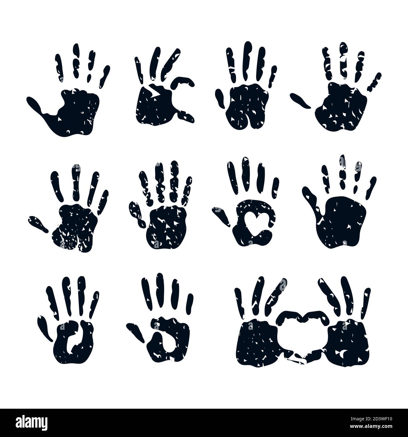 Schwarze Hände mit Herzen druckt Vektor-Design Stock Vektor