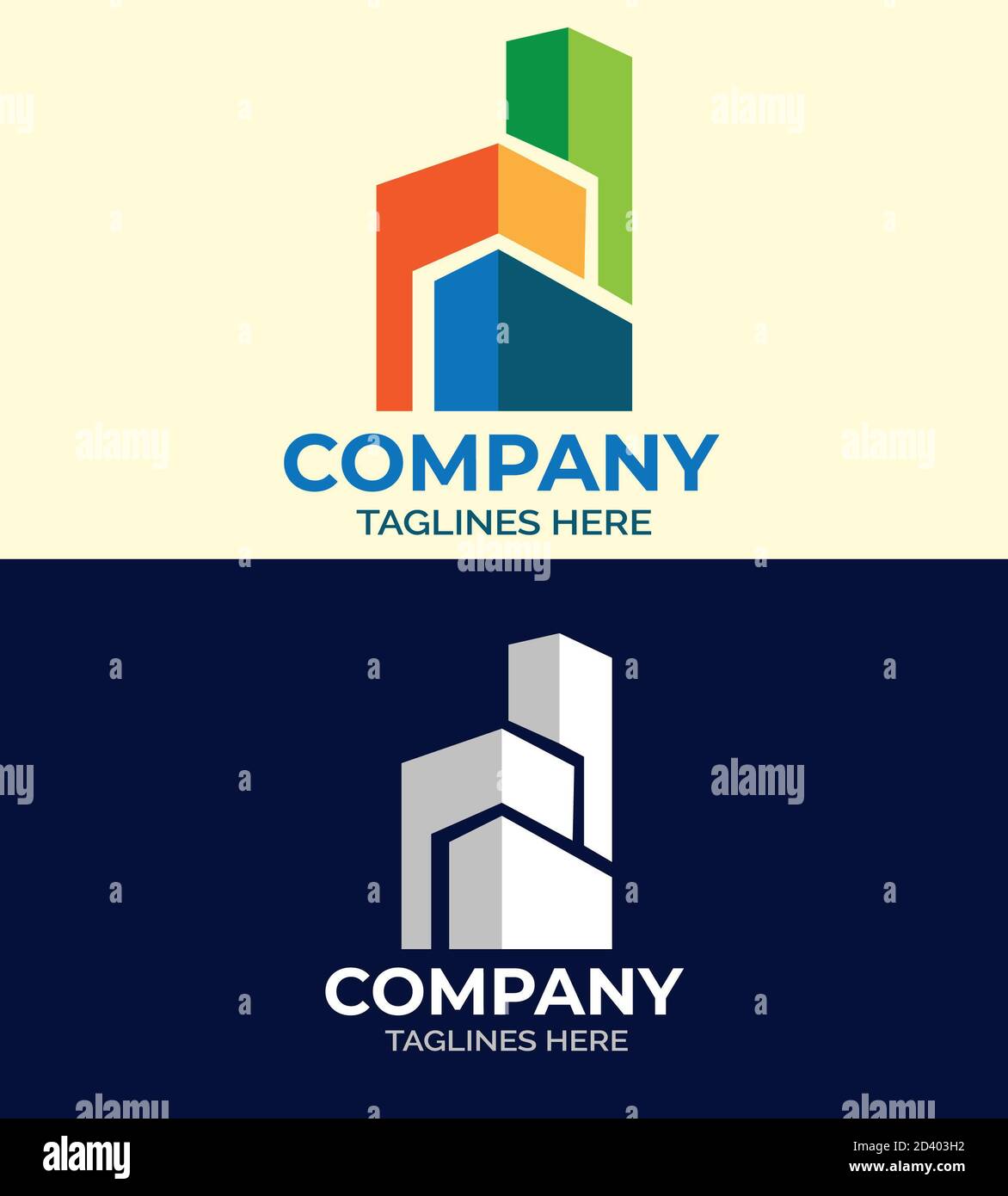 Property Building Logo Template Design mit Double Color Stockfoto