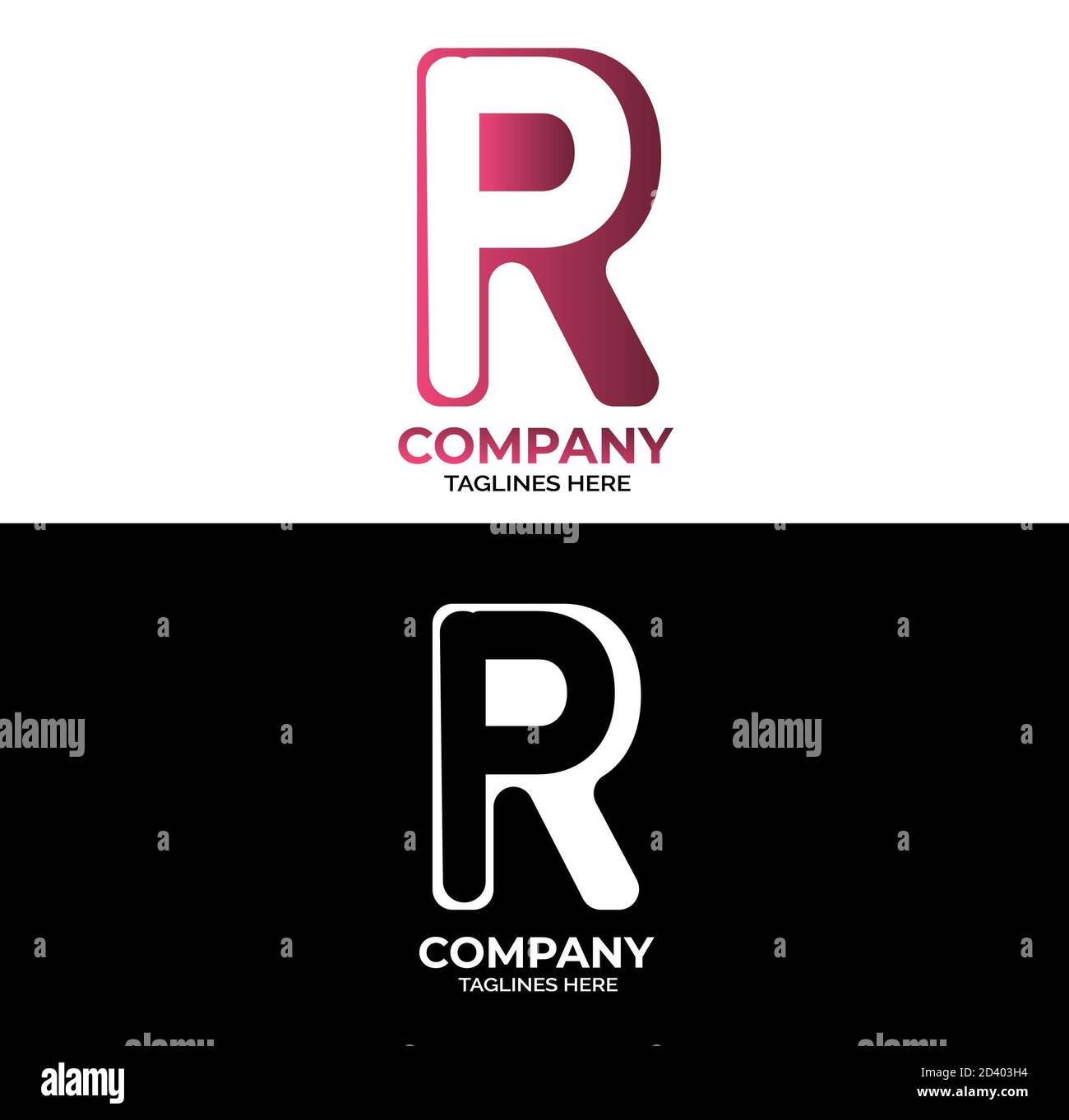 Anfangsbuchstabe Logo PR, RP, Logo Design mit zwei Farben. Stockfoto