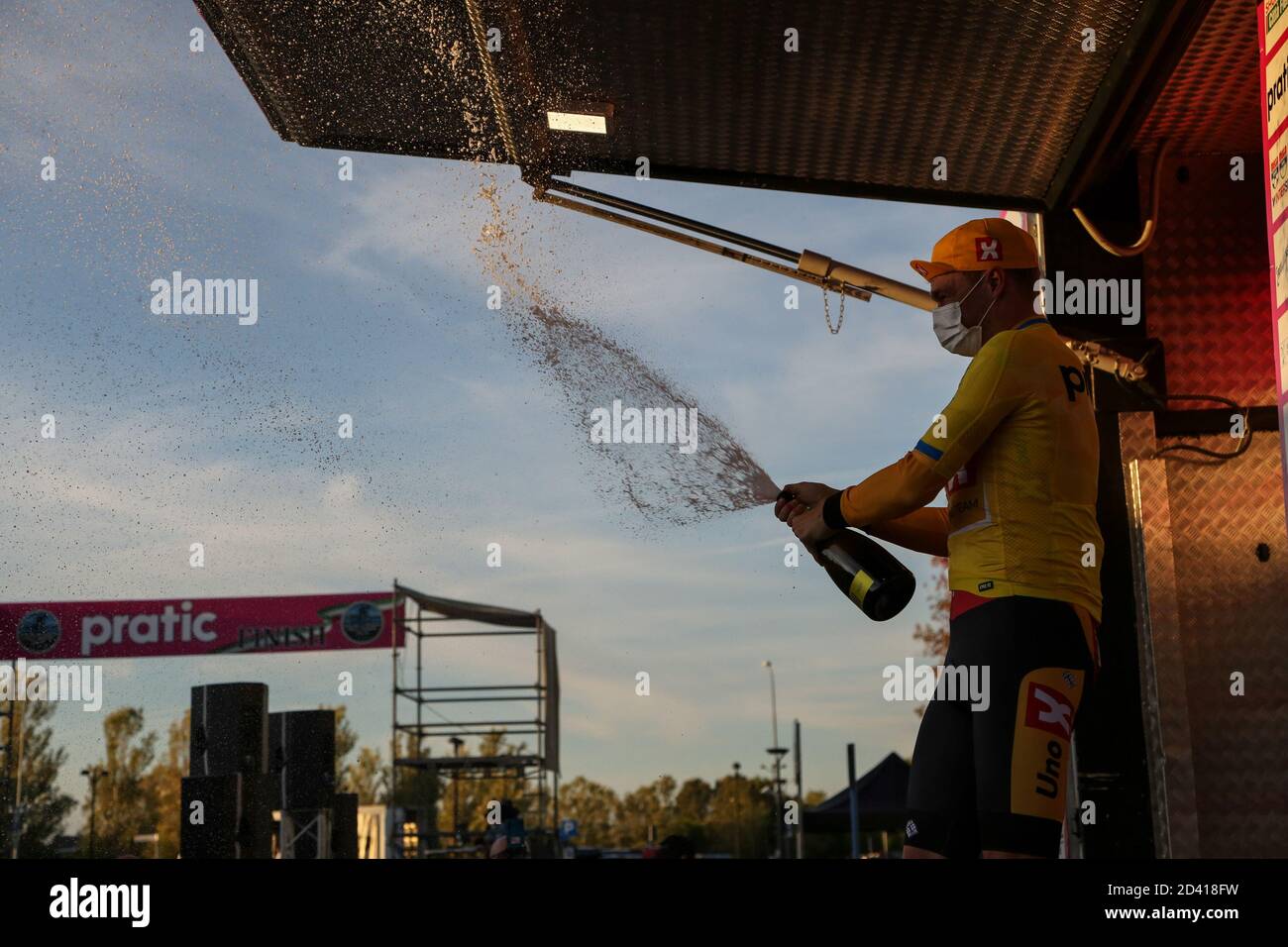 Iklas Larsen - Uno XPro Cycling Team während des Giro del Friuli unter 23 Elite - Runde 1 Aquileia - Grado, Street Cycling, grado, Italien, 08 Okt 2020 Credi Stockfoto