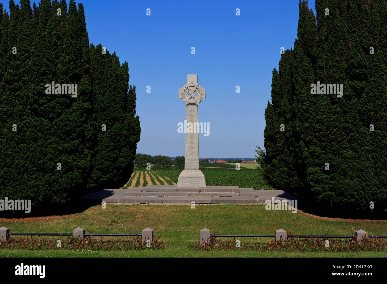 Das London Scottish (World war I) Memorial zur Erinnerung an die Schlacht von Messines und verschiedene andere Schlachten in Heuvelland, Belgien Stockfoto