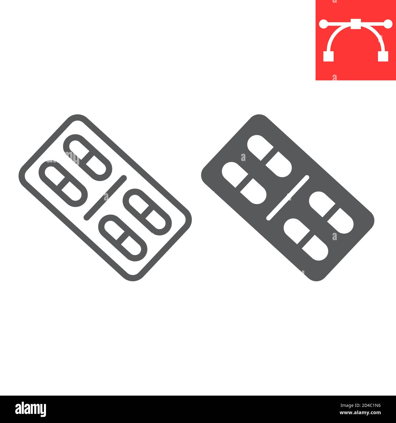 Pillen Linie und Glyphe Symbol, medizinische und Tablette, Medikament Zeichen Vektor-Grafiken, editierbare Schlaganfall lineare Symbol, eps 10. Stock Vektor