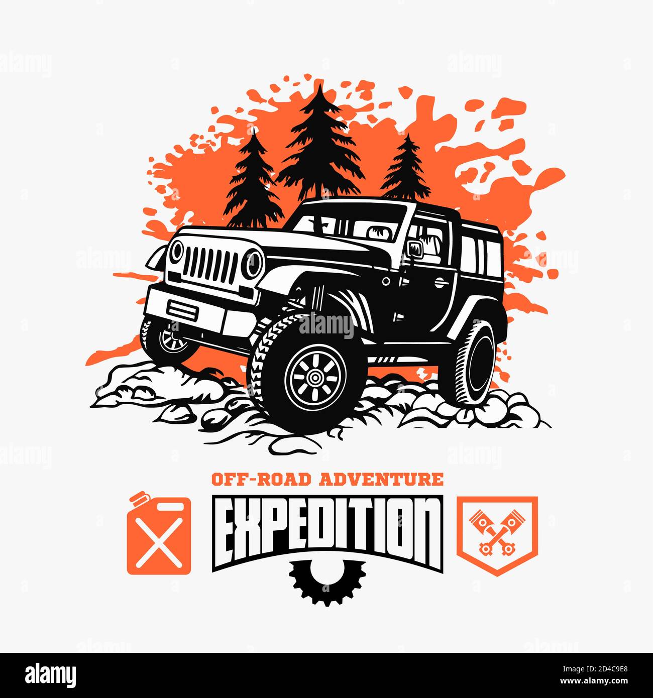 Off-Road-Auto und Elemente für T-Shirt und Emblem - Vektor Setzen Stock Vektor
