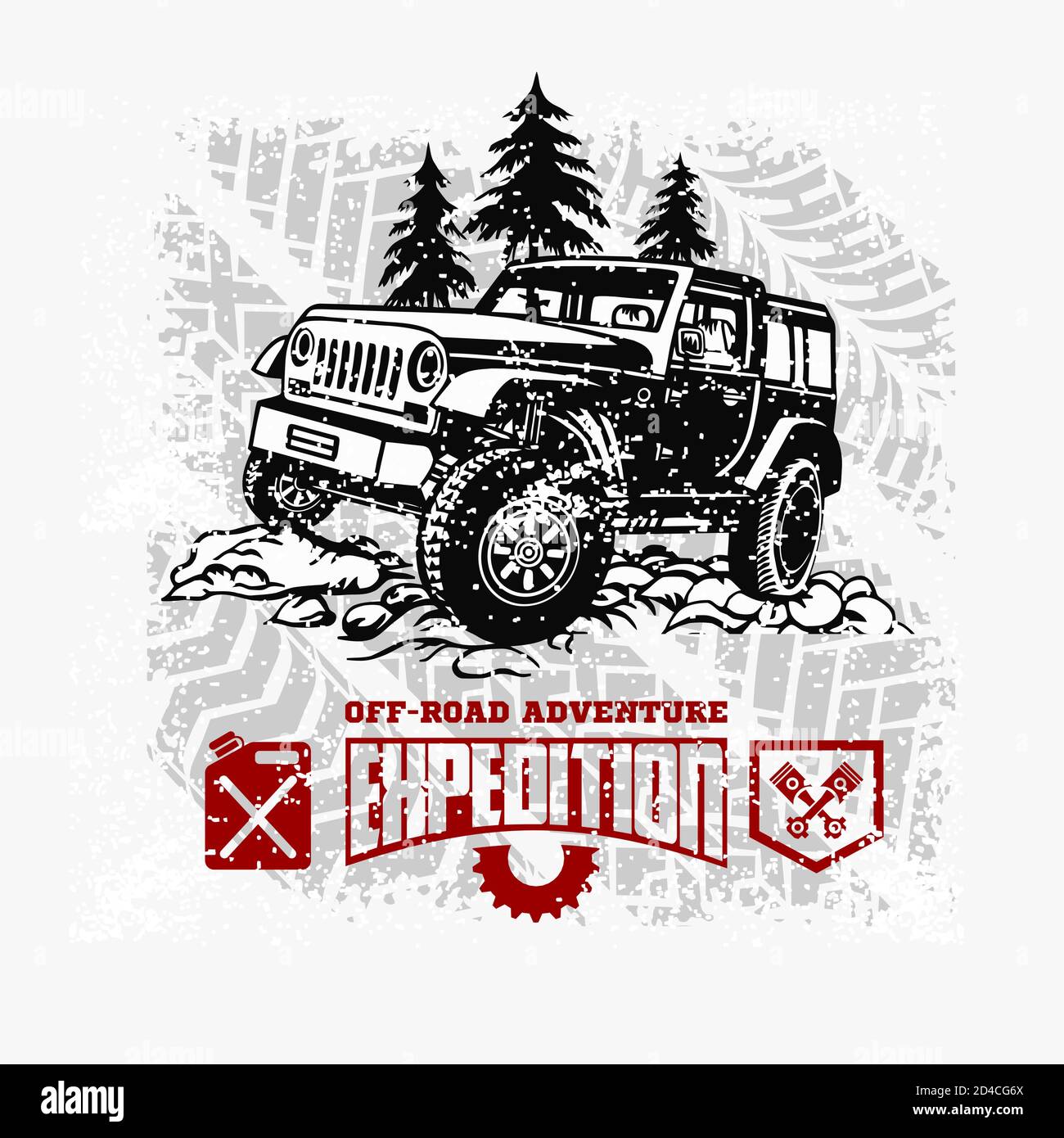 Off-Road-Auto und Elemente für T-Shirt und Emblem - Vektor Setzen Stock Vektor