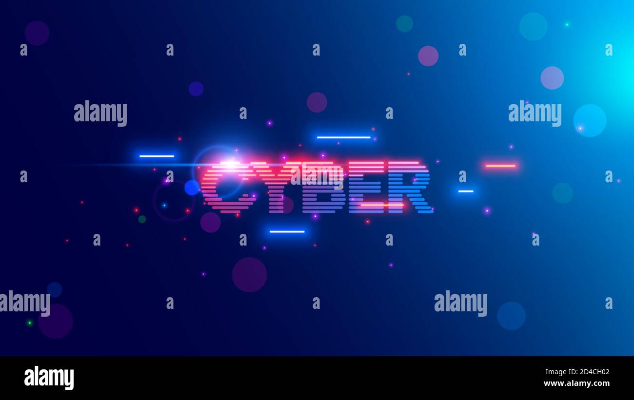 Vektor Neon Buchstaben des Wortes Cyber im Retro Cyberpunk Stil 80. Oder 90. Glühender Text cybermonday auf Web-Banner von Online-Shopping. Logo oder Tag Cyber Stock Vektor