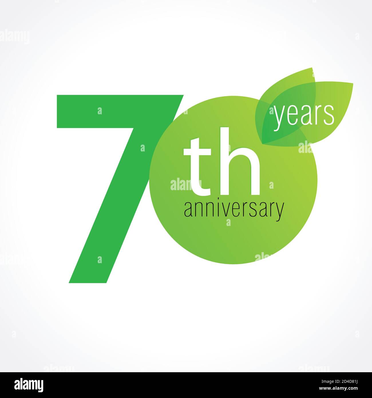 Zahlen zum 70. Jahrestag. 70 Jahre altes Logo. Alter Gratulation, Gratulation Konzept mit Blättern. Isolierte abstrakte Grafik-Design-Vorlage. Kräuter Stock Vektor