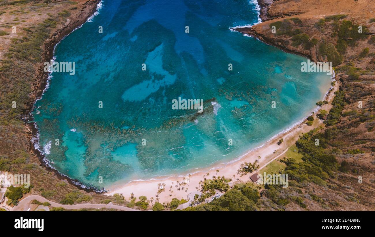 Aerial Hanauma Bay, Oahu, Hawaii Stockfoto