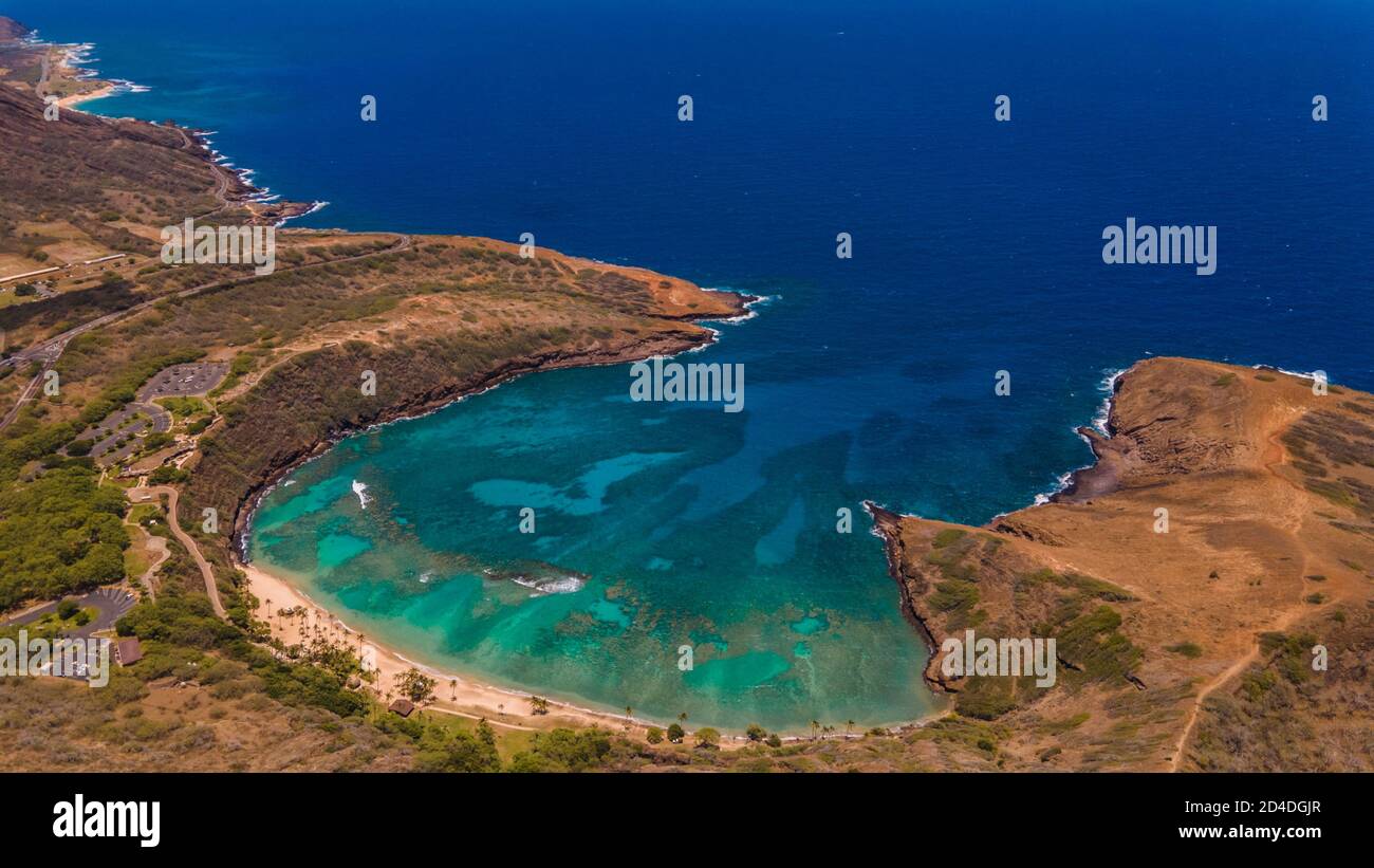 Aerial Hanauma Bay, Oahu, Hawaii Stockfoto