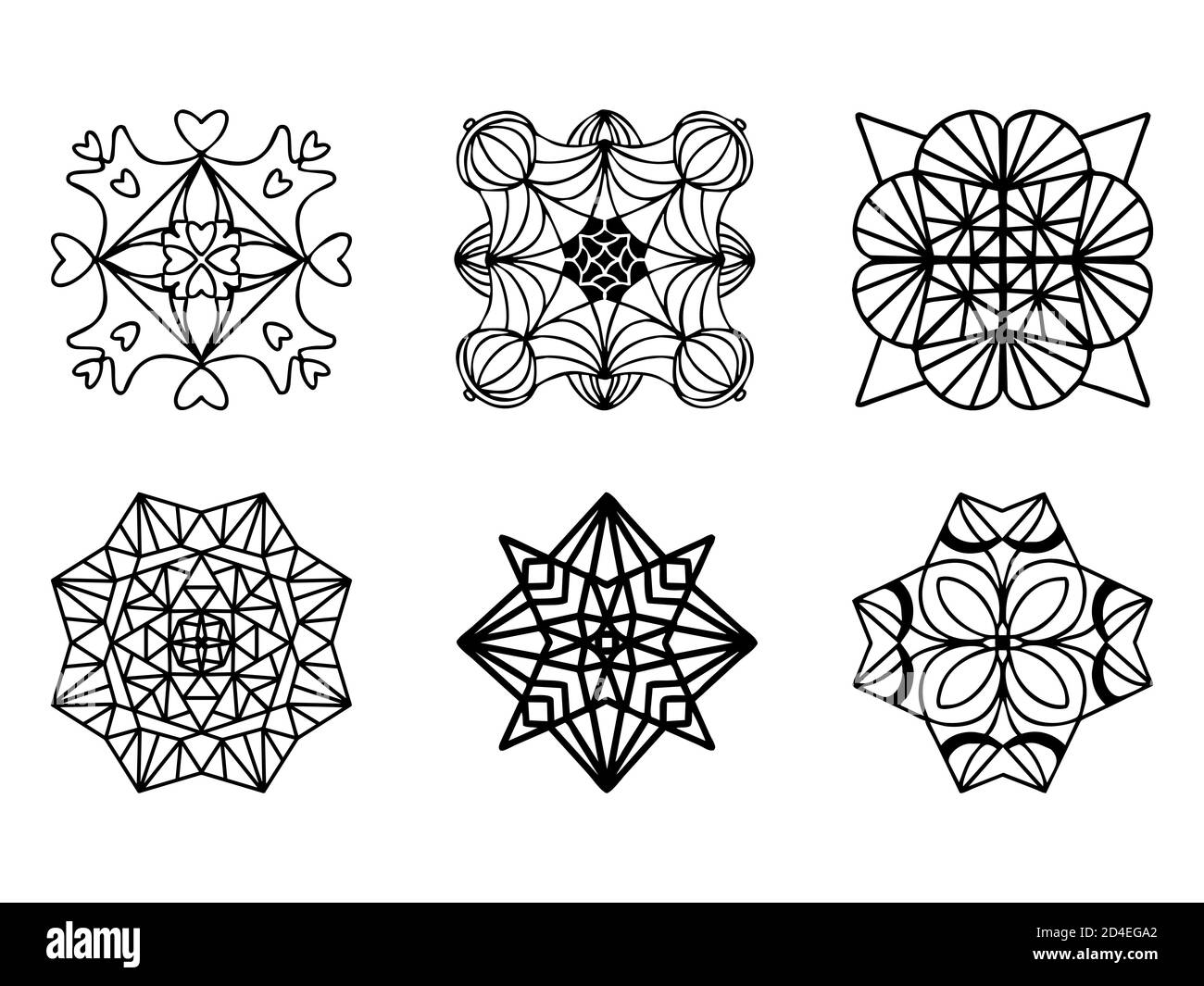 Schwarz-Weiß-Muster. Kacheldesign. Malseite. Isoliert auf weißem Hintergrund. Vektorgrafik. Stock Vektor