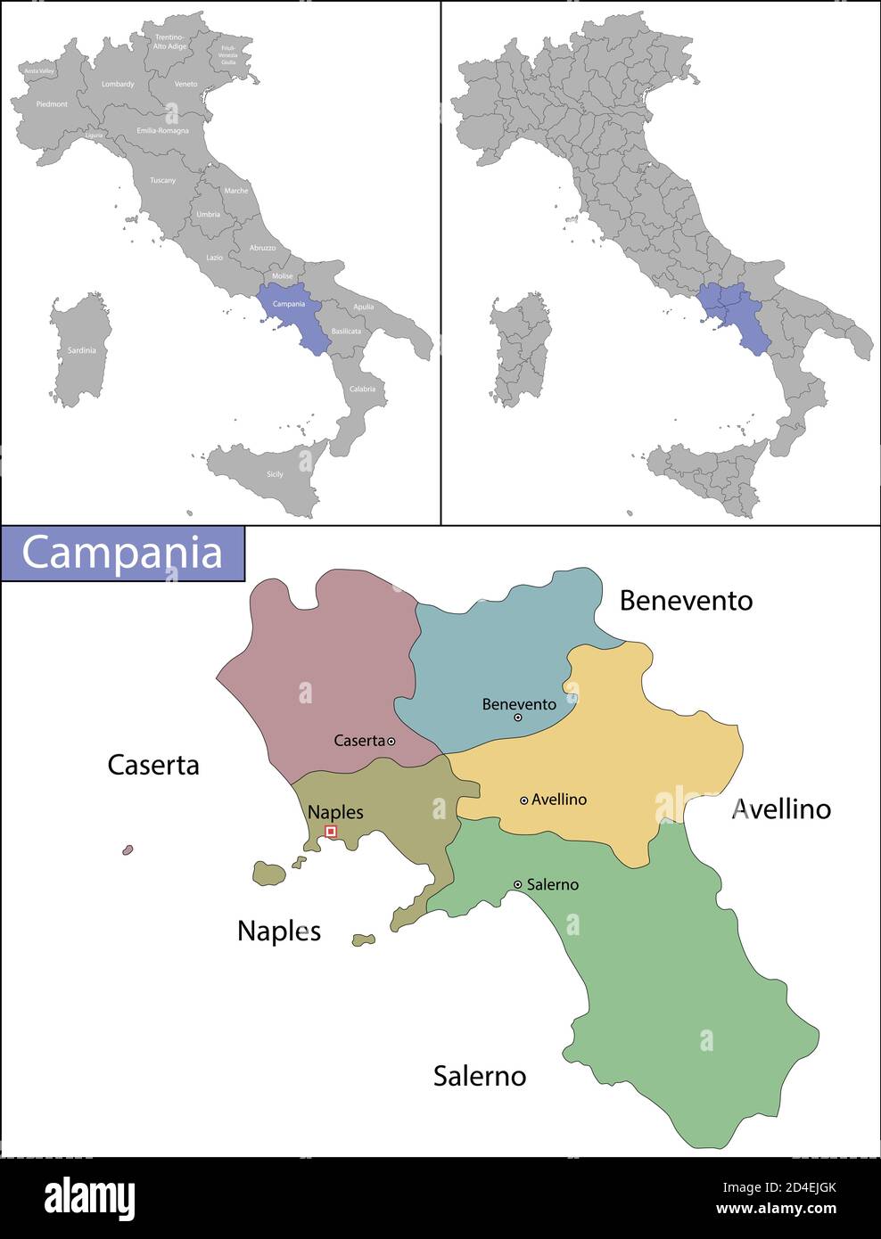 Illustration von Kampanien ist eine Region auf der italienischen Halbinsel Stock Vektor
