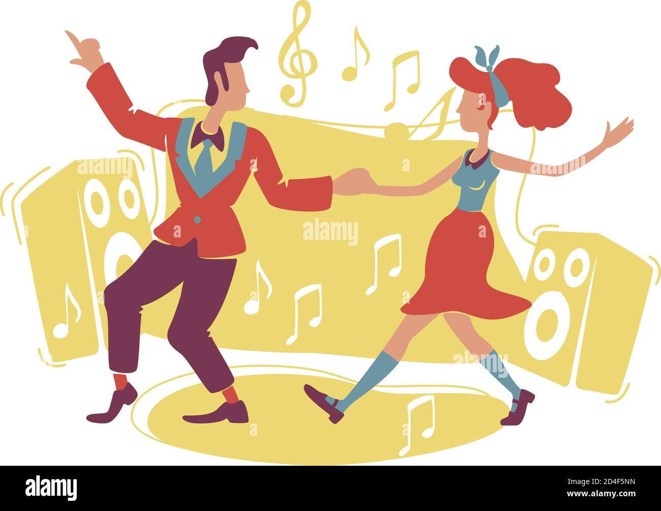 Boogie Woogie Dancing 2D Vektor Webbanner, Poster Stock Vektor