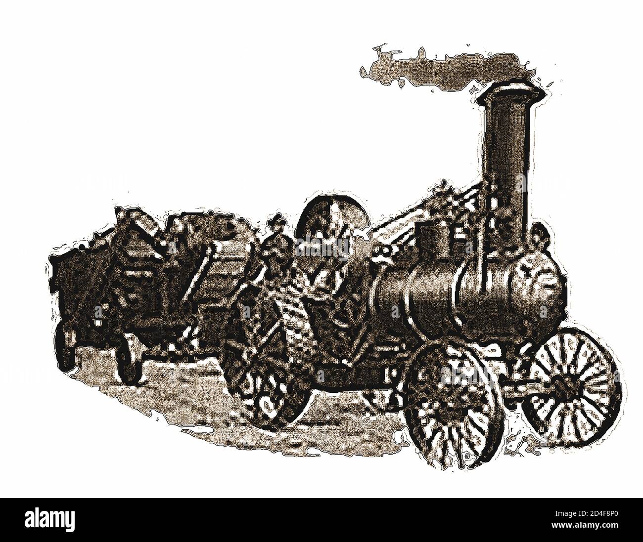 Ein Sawyer & Massey Traktor Motor schleppen eine ihrer Drescher aus einer kanadischen Werbung 1909 für Sawyer & Massey Farm und Industriemaschinen. (Dreschmaschinen, tragbare Frässägen und Straßenmaschinen. Stockfoto