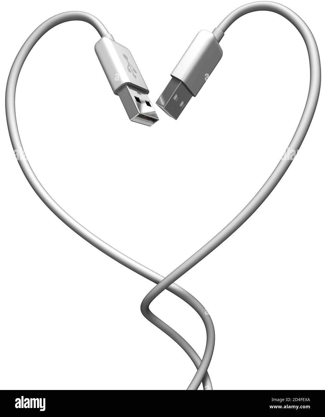 USB-Kabel Herzform, Verbindung, Beziehung, Computer Liebe Stockfoto