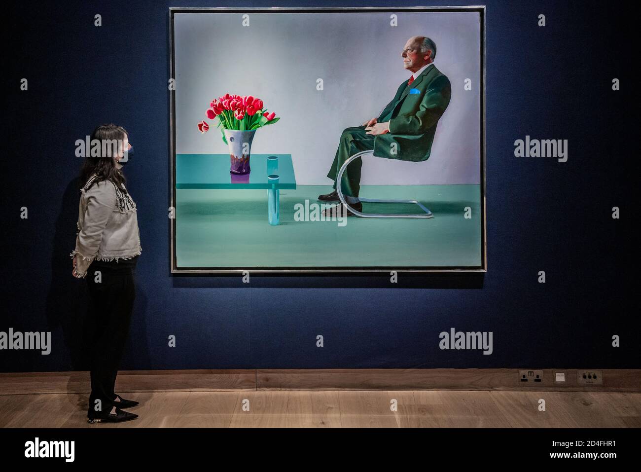 London, Großbritannien. Oktober 2020. David Hockney, Portrait of Sir David Webster, exekutiert in 1971, est £11,000,000-18,000,000 - Christie's London Preview of Post-war and Contemporary Art Evening Sale London, findet am 22. Oktober 2020 statt. Kredit: Guy Bell/Alamy Live Nachrichten Stockfoto