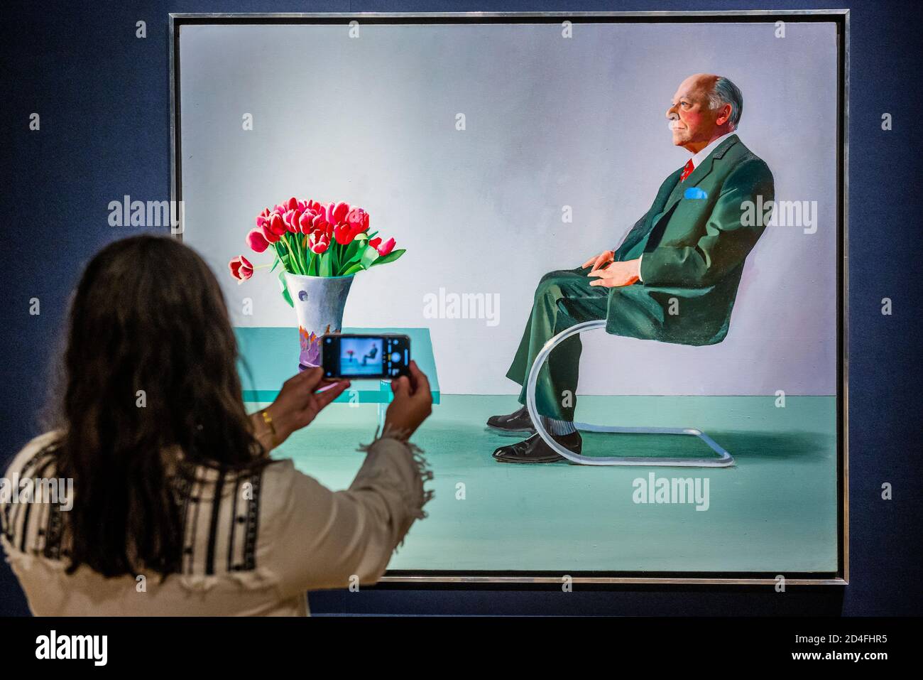 London, Großbritannien. Oktober 2020. David Hockney, Portrait of Sir David Webster, exekutiert in 1971, est £11,000,000-18,000,000 - Christie's London Preview of Post-war and Contemporary Art Evening Sale London, findet am 22. Oktober 2020 statt. Kredit: Guy Bell/Alamy Live Nachrichten Stockfoto