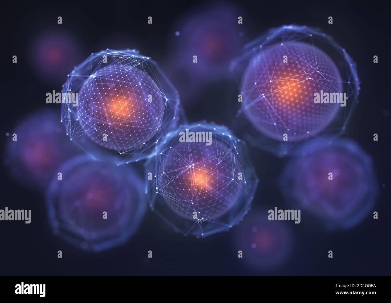 Biotechnologie oder Biotechnologie, Konzept der Schöpfung, Teilung und zelluläre Entwicklung. Hochorganische Technologie mit produktiven Zwecken. Stockfoto