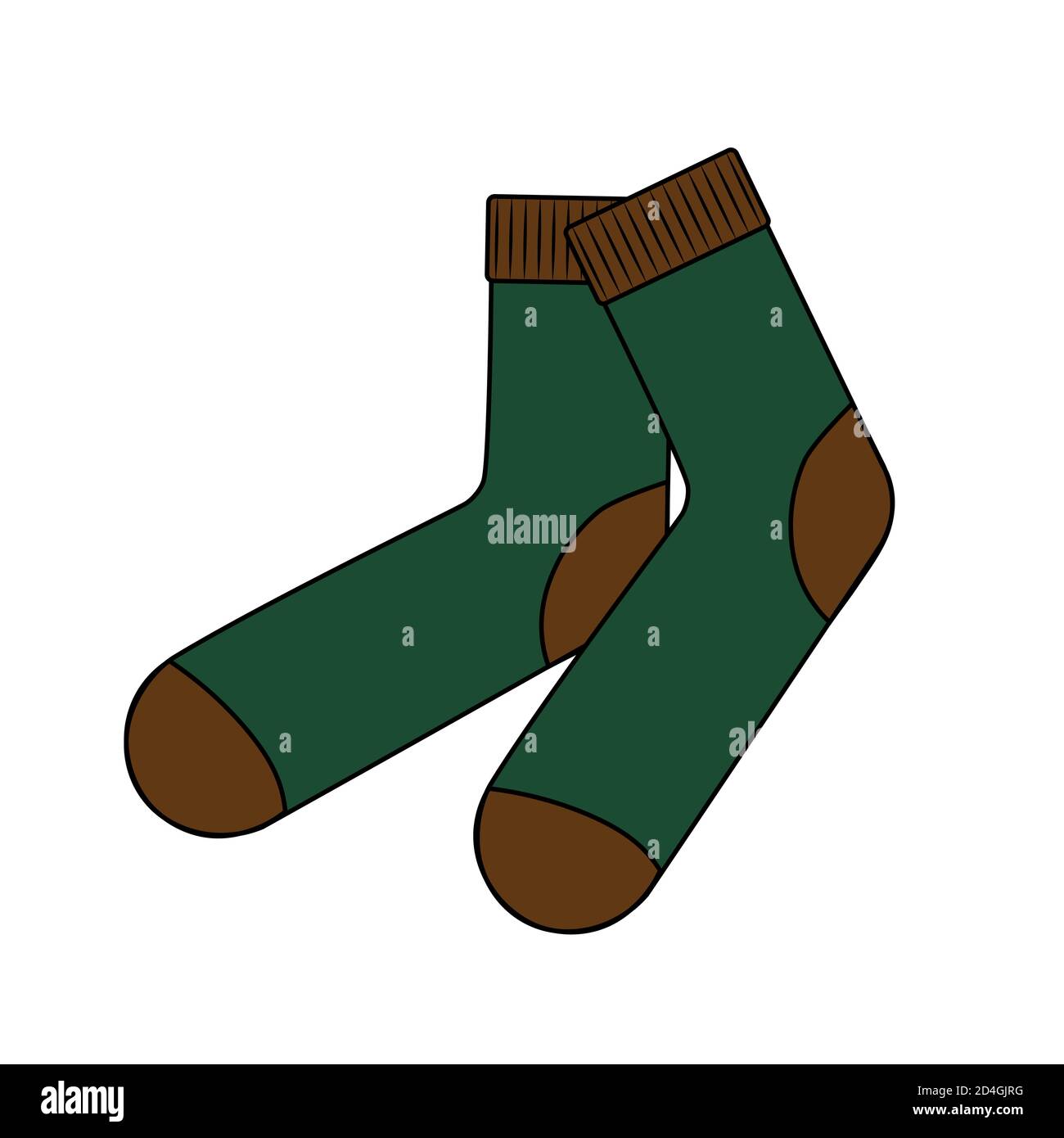 Paar grüne Strickwolle Socken Vektor-Illustration Stock Vektor
