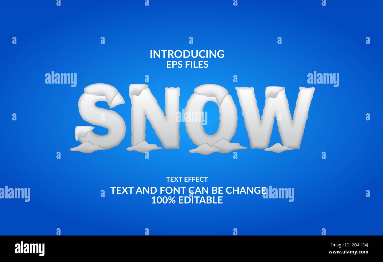 3d Schnee Winter Texteffekt editierbare Schriftart für Winter oder weihnachtsveranstaltung Stockfoto