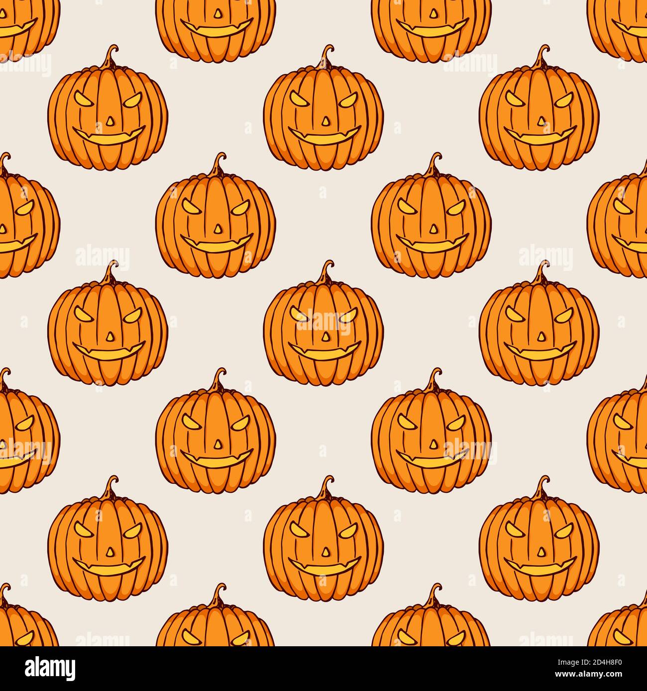 Halloween Kürbisse Farbe nahtlose Muster. Hand gezeichnet Doodle cartoon Elemente der Halloween Feier. Vektor bunten Illustrationen. Stock Vektor