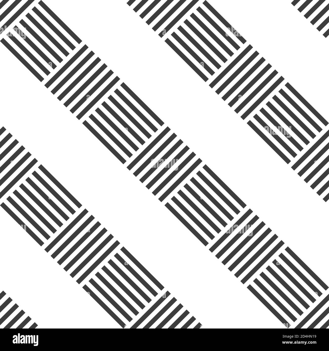 Abstraktes geometrisches Nahtmuster. Diagonalstreifen aus gestreiften Rauten. Moderne, stylische Textur. Wiederholendes Gitter. Vektorgrafik monochrom. Stock Vektor
