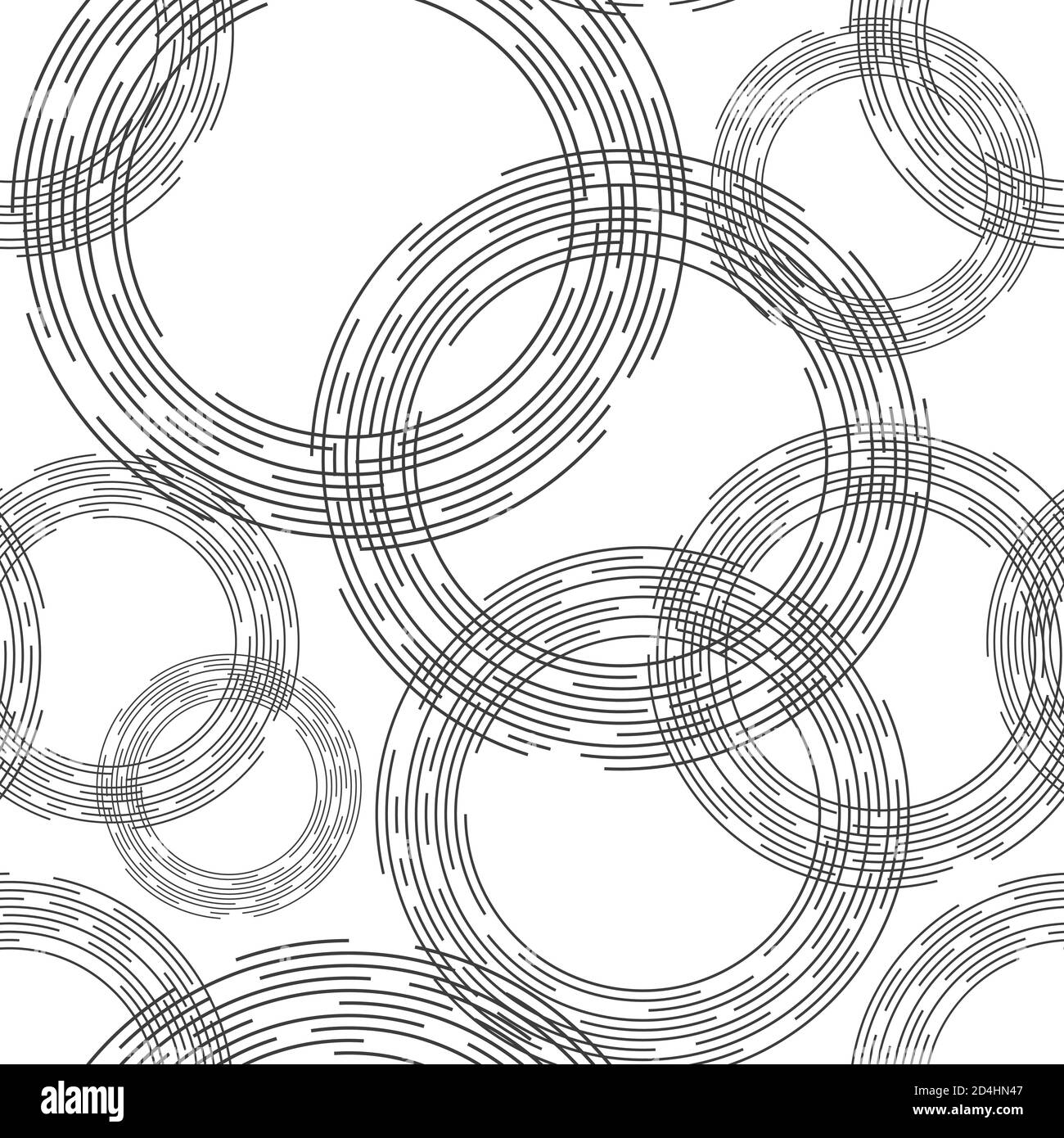 Abstrakt gestreifte Kreise Nahtloses Muster. Vortex kreisförmige Linie Hintergrund. Gepunktete Linien. Vektor monochromer Hintergrund. Stock Vektor