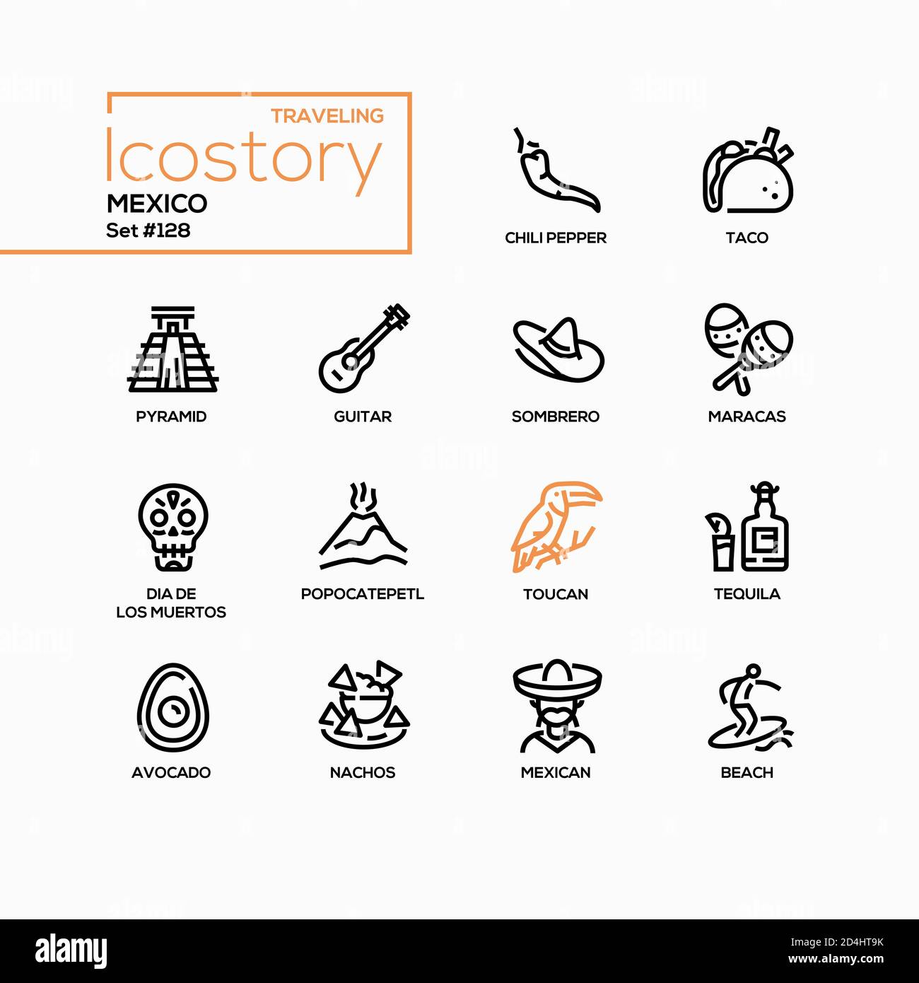 Mexiko - Moderne Linie Design Stil Ikonen gesetzt Stock Vektor