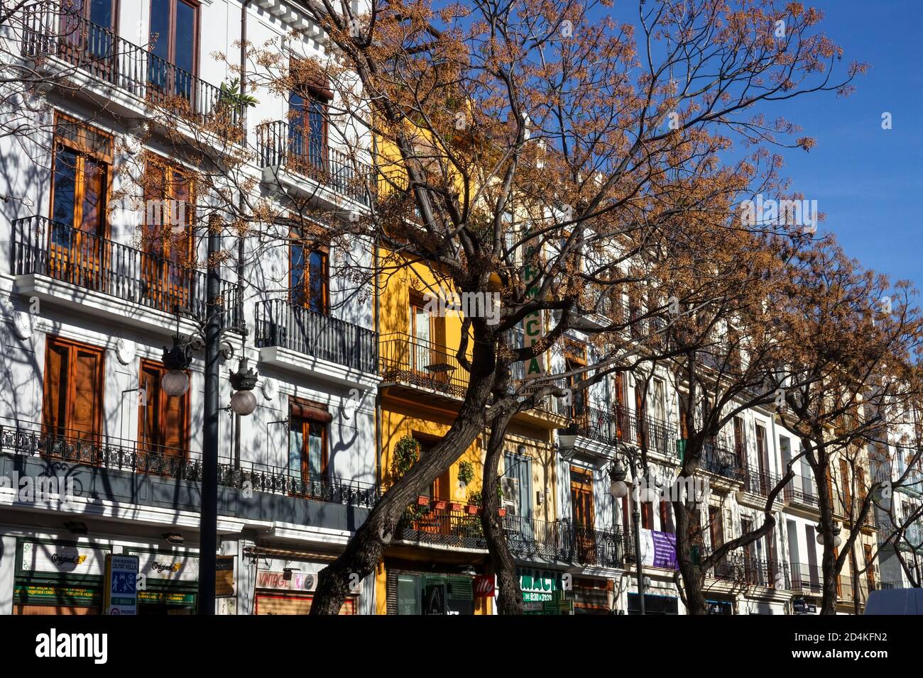 Valencia Spanien Altstadthäuser Plaza de Mercat, Valencia Ferienwohnungen Spanien Stockfoto