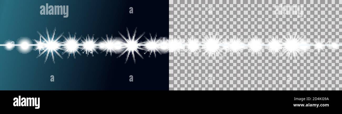 Weihnachtliche Fadenleuchten. Vektorgrafik. Neujahr Neon Garland. Festliche Weihnachtsdekoration. Stock Vektor