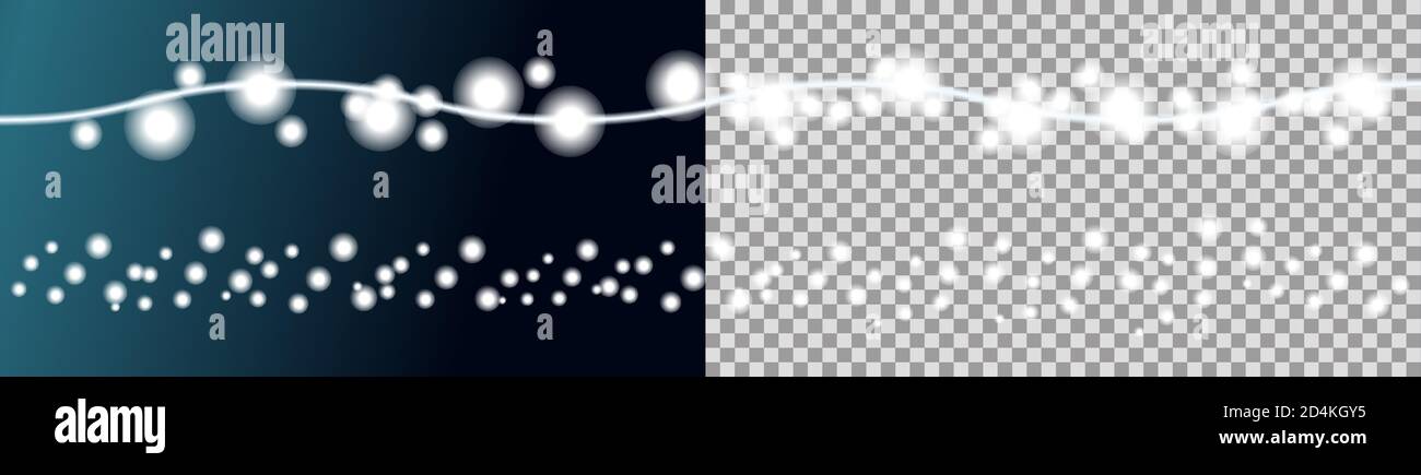 Weihnachts-Fadenleuchten-Set. Vektorgrafik. Neujahr Neon Garland. Festliche Weihnachtsdekoration. Stock Vektor