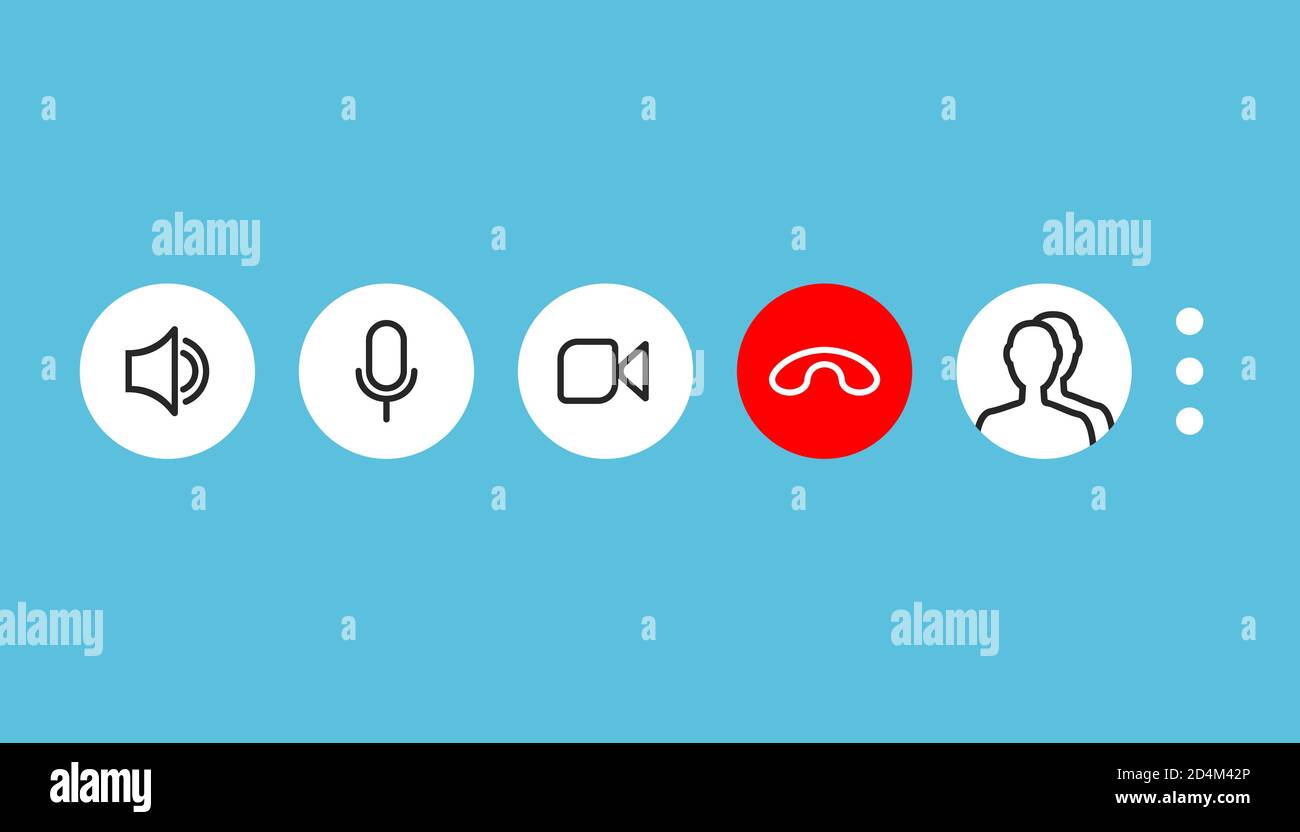 Bildschirmvorlage für Videoanruf. Video-Kal.-Symbole eingestellt. Vektorgrafik Stock Vektor